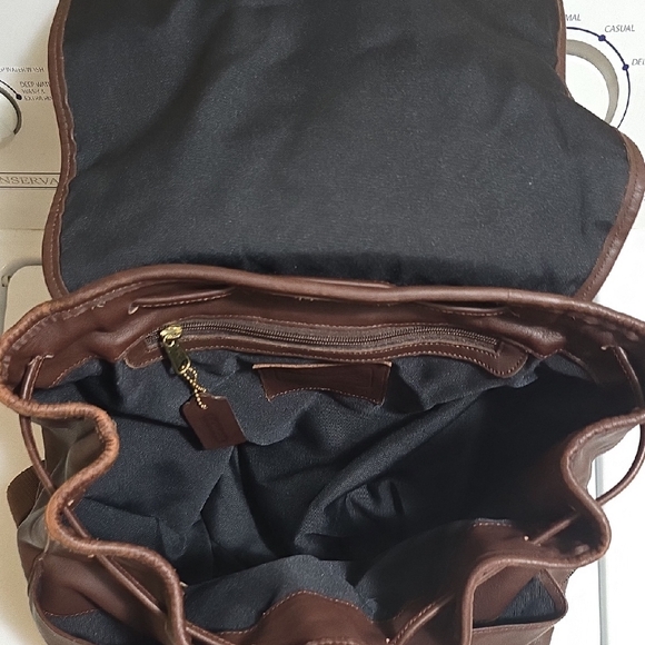 Coach LARGE Dark Brown Leather Backpack - Picture 10 of 11